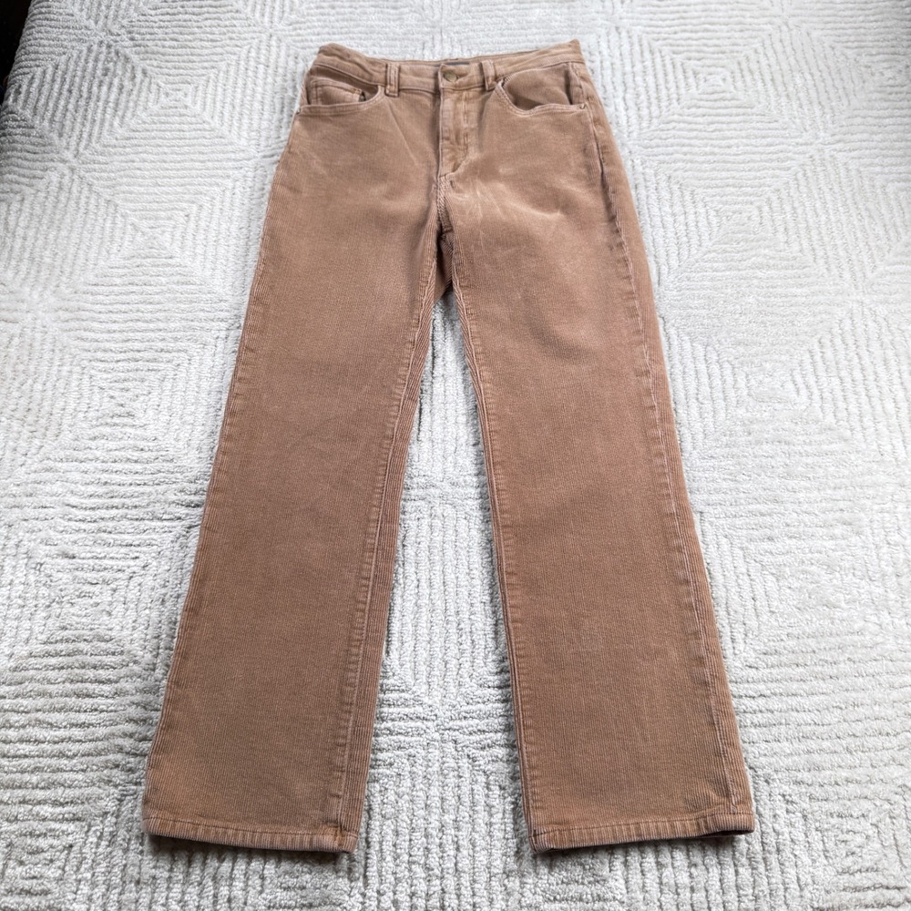 DL1961 Patti Straight Corduroy Pants Women's 26 Tan High Rise Preppy Retro Fall